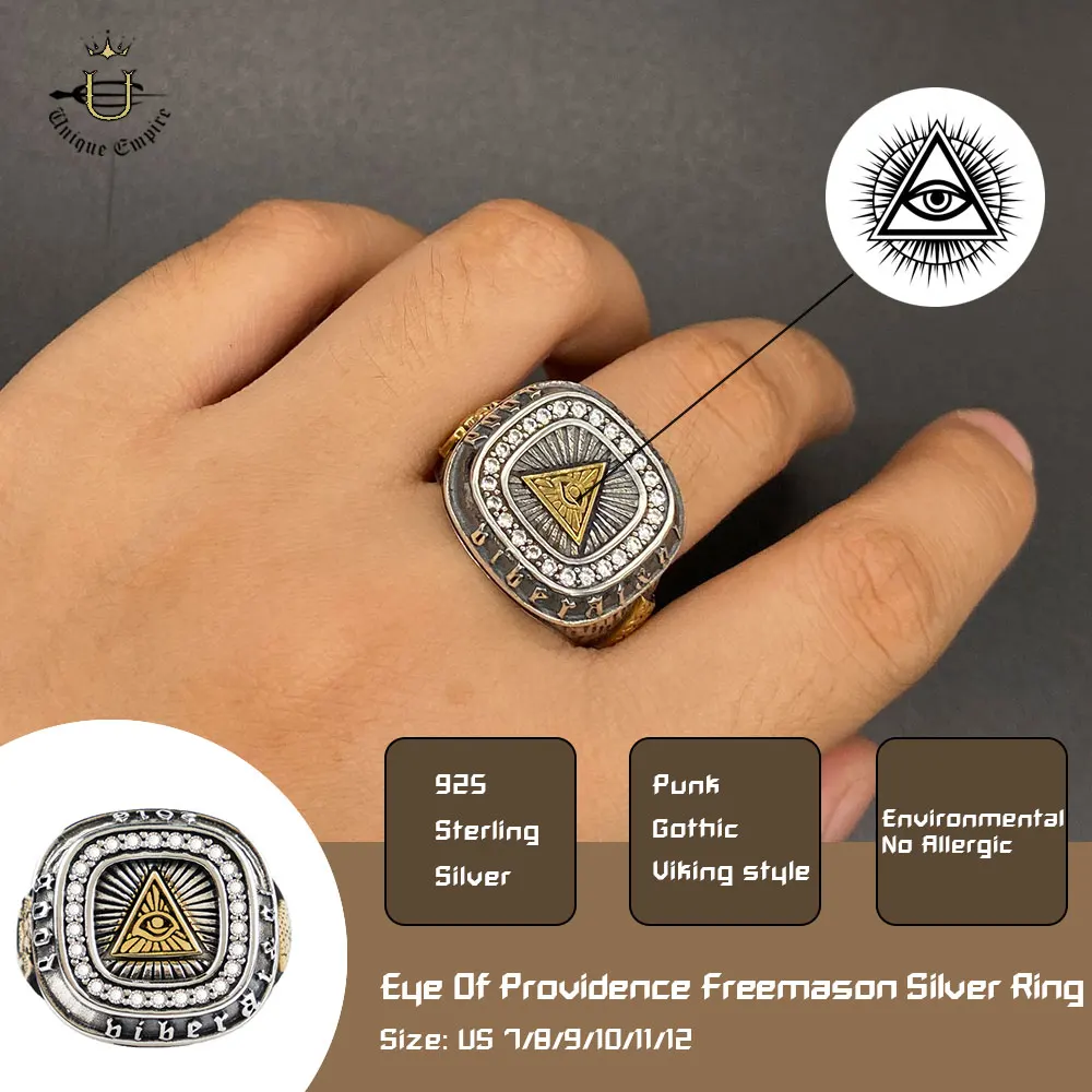 Мужские кольца из стерлингового серебра 925 пробы с имитацией глаз проектирования