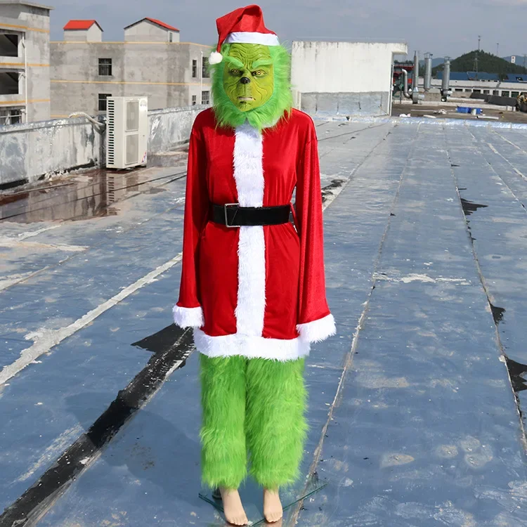 Реалистичная маска зеленоволоса монстра рождественская гарнитура