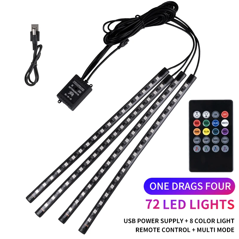 

Неоновая RGB LED Подсветка Для Ног В Автомобиле С Дистанционным Управлением, Управлением Через Приложение