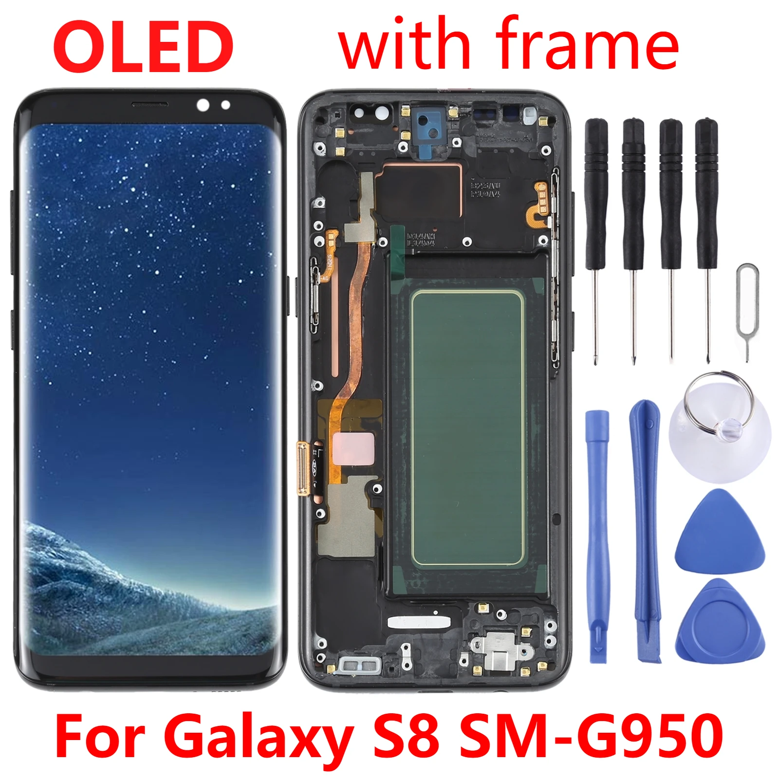 

OLED ЖК-экран для Samsung Galaxy S8 SM-G950 дигитайзер в сборе с рамкой