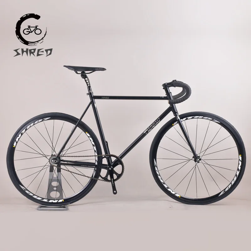 TSUNAMI SNM4130 700C Fixed Gear Bike 52cm Single Speed Fixie Bicycle with Chrome Molybdenum Steel Frame Flat Spoke Wheel V Brake
