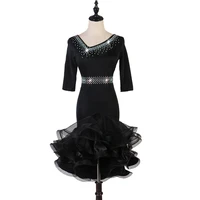 black standard latin dancing dress women latin competition dance skirt 2022 new adult rumba samba latin dance skirt