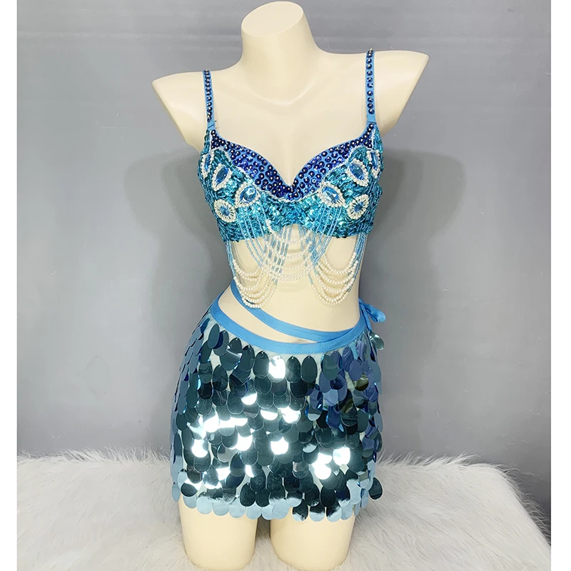 

Oriental Belly Dance Costumes Sequin Tassel Dancing Bra Hip Wrap Panty 3pcs Set Stage Professional Outfits Carnival Suit N21015