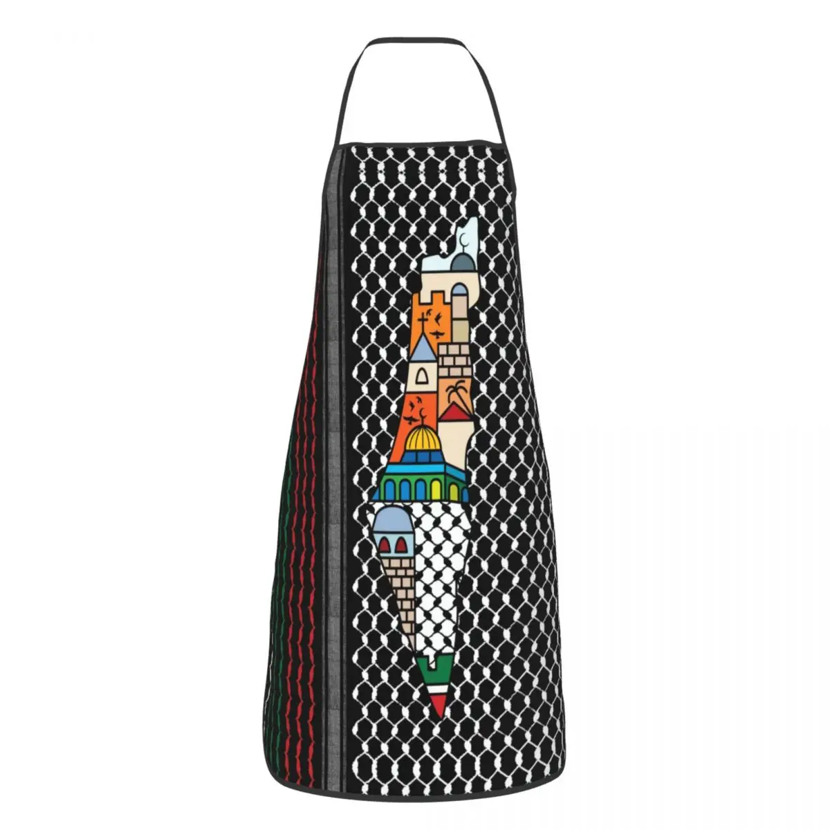 

Карта Палестины с узором Kufiya Hatta кухонный шеф-повар кухонный фартук для выпечки Женщины Мужчины Палестина кухонный фартук для живописи