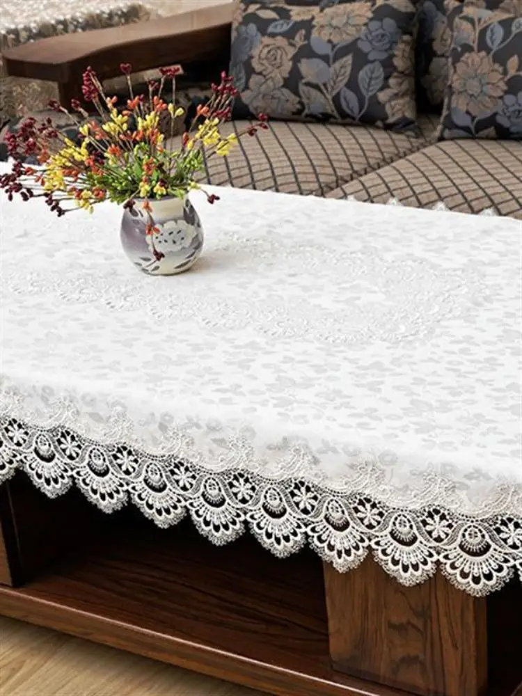 European Sle Coffee Table Tablecloth Fabric Lace Cover Living Room Household Cloth Rectangular High-End Fr...