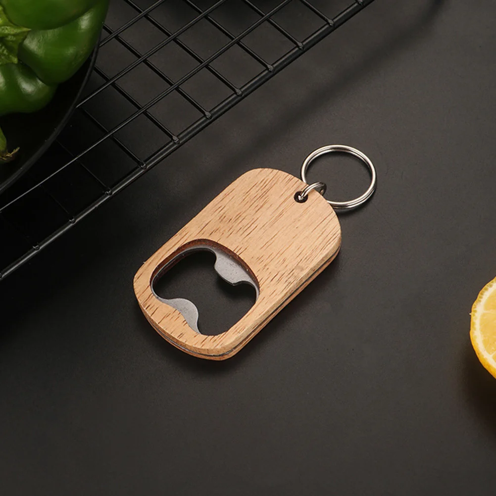 

4pcs Keychain Bottle Openers Wood Beer Bottle Opener Wooden Beverage Bottle Openers