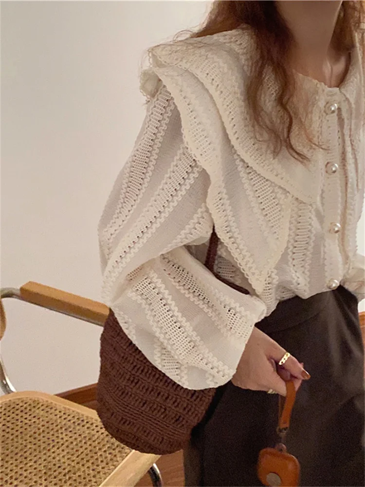 

Новинка 2022, французская рубашка с длинным рукавом и пуговицами в стиле ретро