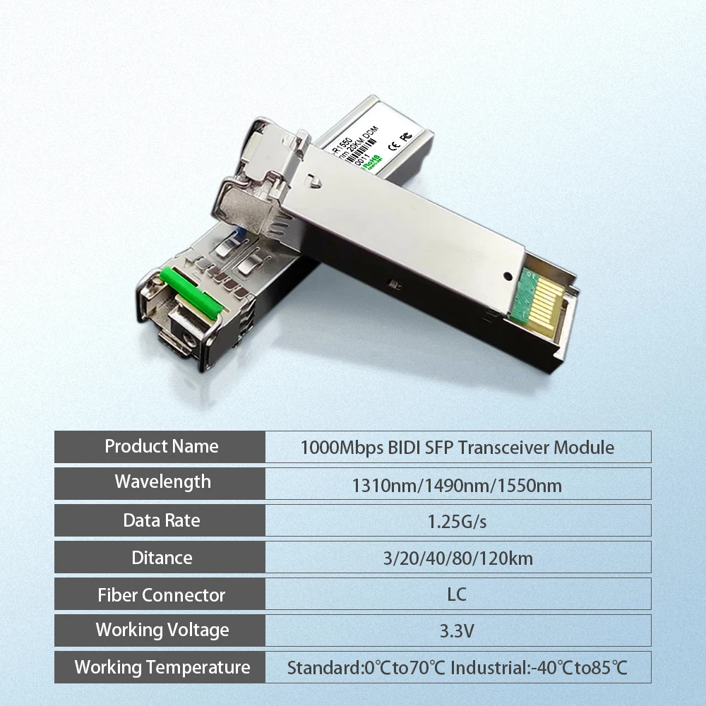 Gigabit LC SFP Module Single Fiber Optical Transceiver 1.25G Fiber SFP Switch Module 20km Compatible with CISCO/Mikrotik Switch