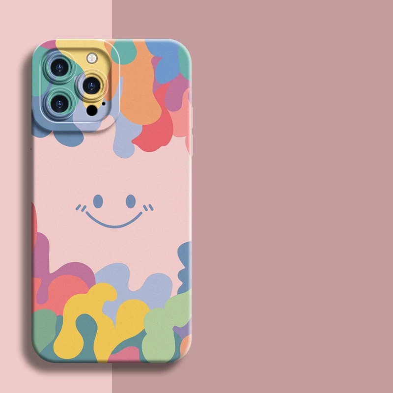 Фото Цветной жидкий силиконовый чехол для телефона Skin Touch Feel Simile Design для iPhone 17Air 16, 15, 14, 13, 12, 11 Plus Pro Max, мягкий ТПУ №5
