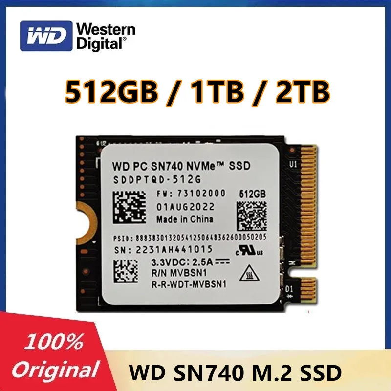 Western Digital WD SN740 2 ТБ 1 ТБ 512 ГБ M.2 SSD 2230 NVMe PCIe Gen 4x4 SSD для Microsoft Surface ProX Surface Laptop 3 Steam Deck