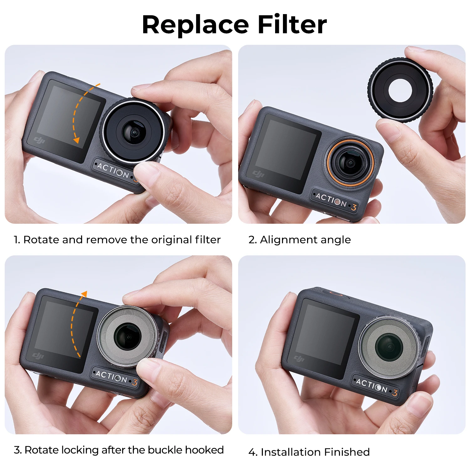K&F Concept Drone Filter for DJI Osmo Action 3 Filters Kit 4pcs HD ND8&PL ND16&PL ND32&PL ND64&PL Camera Lens Filter Accessories enlarge