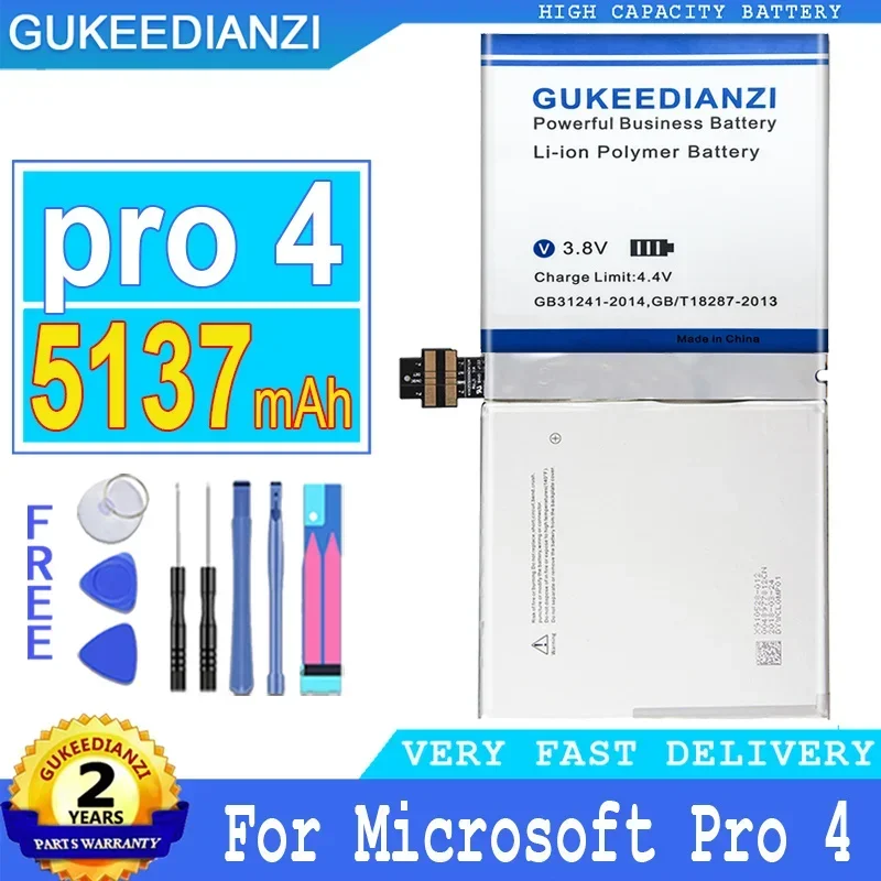 Аккумулятор GUKEEDIANZI 5137 мАч для Microsoft Surface Pro 4 1724 12 3 дюйма планшет 7 5 В 38 2 Втч
