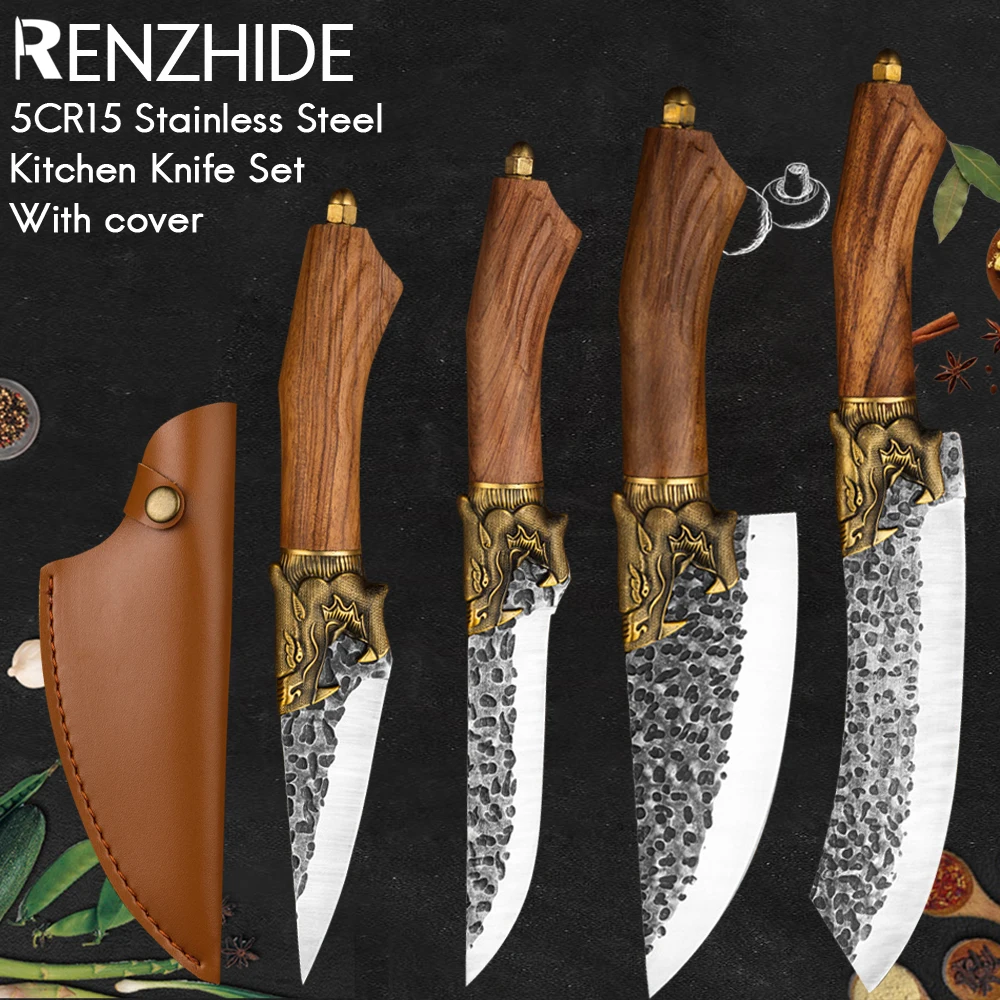 

RZD Handmade Forged Kitchen Chef Knife Stainless Steel 5CR15 Boning Fillet Knives Cover Tool Butcher 6.5 INCH Chopping Cleaver