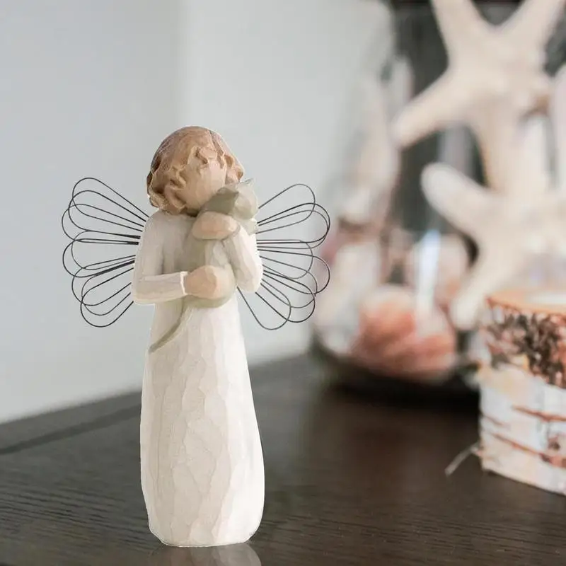 

Angel Ornament Willow Resin Angel Sculpture Home Decor Wedding Gift Angel Of Friendship Comfort Sculpted Hand Painted Willow