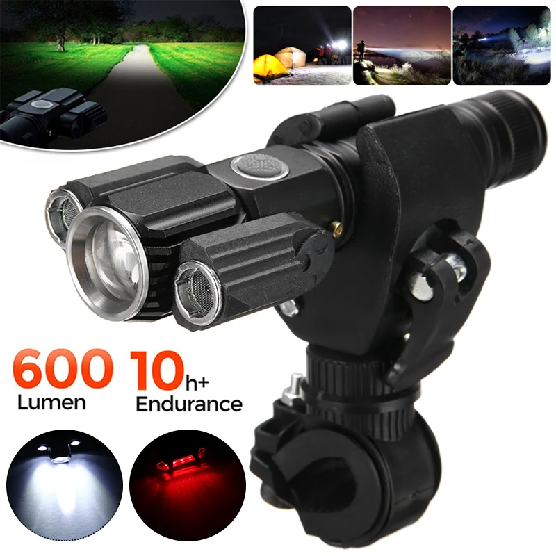 

New 1set Bicycle Lights Durable LED Headlight Practical Night Riding Tail Lamp Adjustable Mounting Brackets Torch Lights