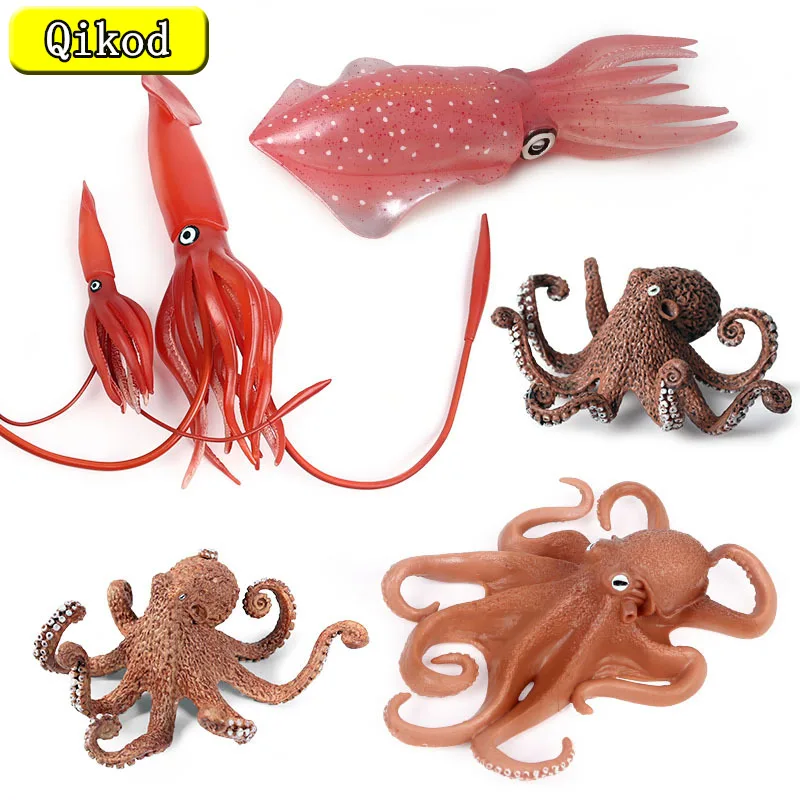 

New Sea Life Squid Octopus Shrimp Starfish Marine Ocean Animal Model Action Figures Miniature Cognition Educational Toy Kid Gift