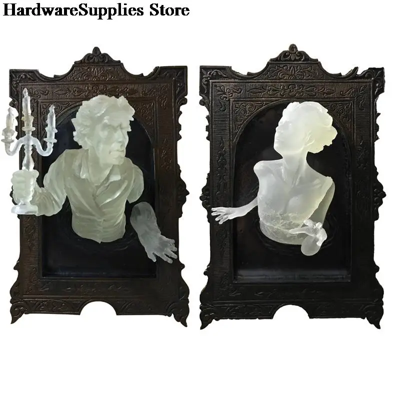 

1 x Halloween Luminous 3D Ghost In The Mirror Frame Sticker Haunted House Party Decoration Props Glow In The Dark