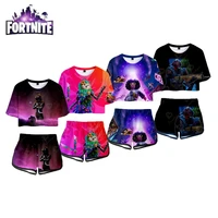 fortnite womens sets battle royale crop top shorts sweat suits female tracksuits two piece outfits streetwear set beachwear