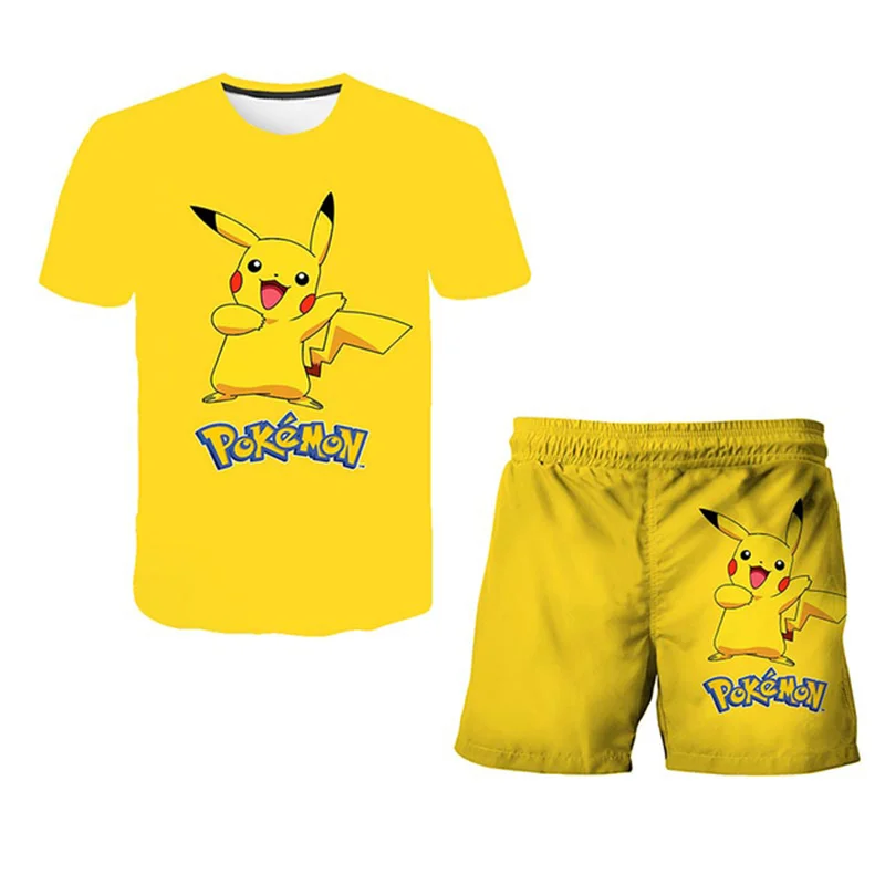 

Children 3D Pokémon T Shirt 2PCS Baby Girls T-shirt Tops+Short Pants Outfits Kids Cute Comfortable Short Sleeve Casual Clothes
