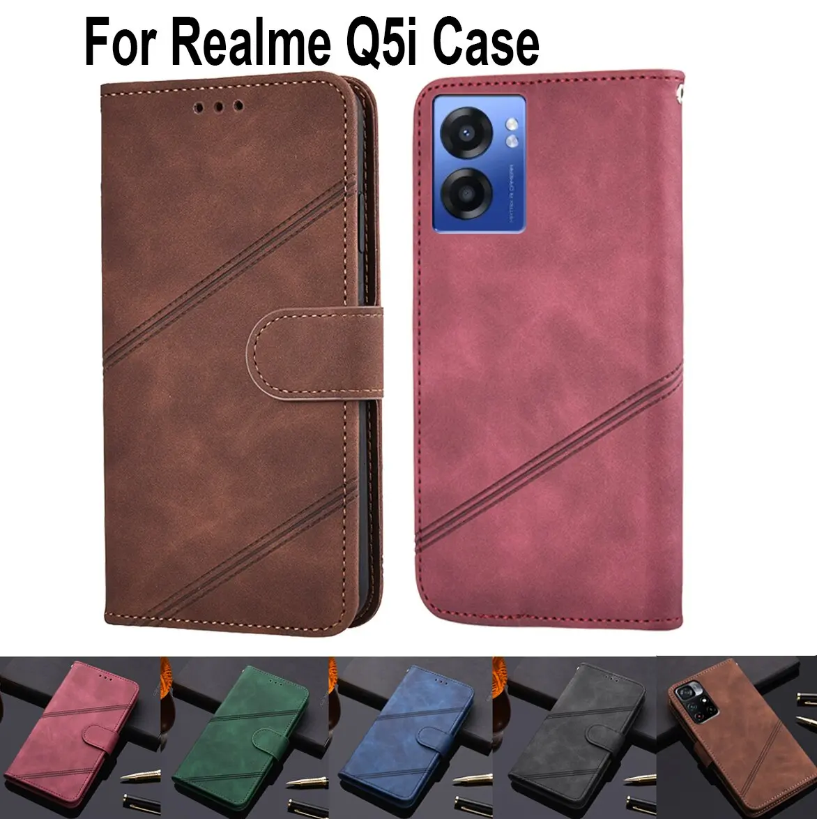 

Vintage Wallet Flip Cover For OPPO Realme Q5i Luxury Book Case Funda For Realme Q5i Protective Phone Case Leather Shell Coque