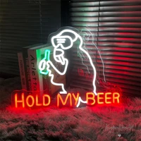 ineonlife gorilla anime hold my beer neon sign music pub led light home bar party usb interface fun personality wall decor gift