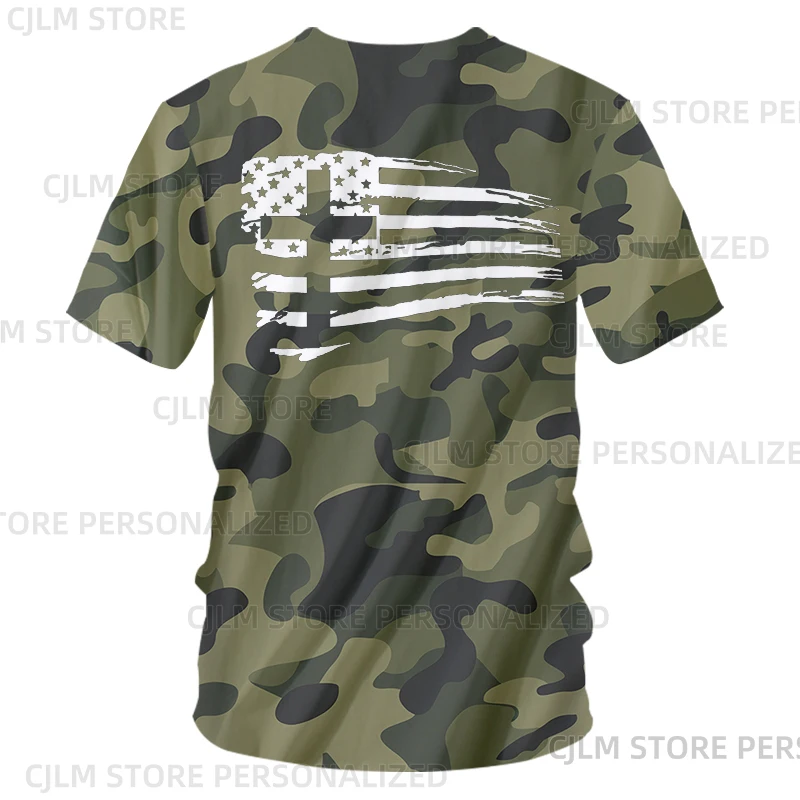 Камуфляжная армейская футболка с флагом США мужская повседневная летняя 3D