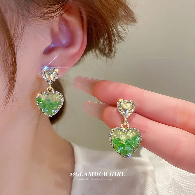 Женские серьги-подвески в виде сердца, розовые серьги с кристаллами, подарочные украшения для девочек, 2023 Женские серьги-подвески в виде сердца, розовые серьги с кристаллами, подарочные украшения для девочек, 2023