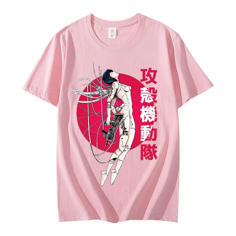 

Japan Manga Ghost Soldier Ghost In The Shell T-Shirts Men Short Sleeve Tee Shirt Anime Kusanagi Motoko Oversized T Shirt