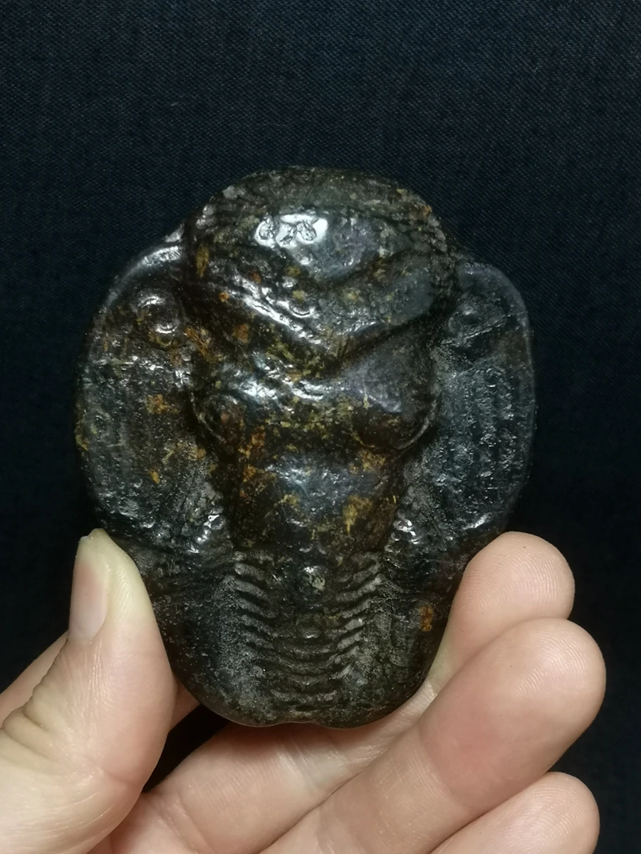 

1919 Collection China Old Hongshan Culture Jade Carving Elephant Black Magnet Pendant Ornament gift