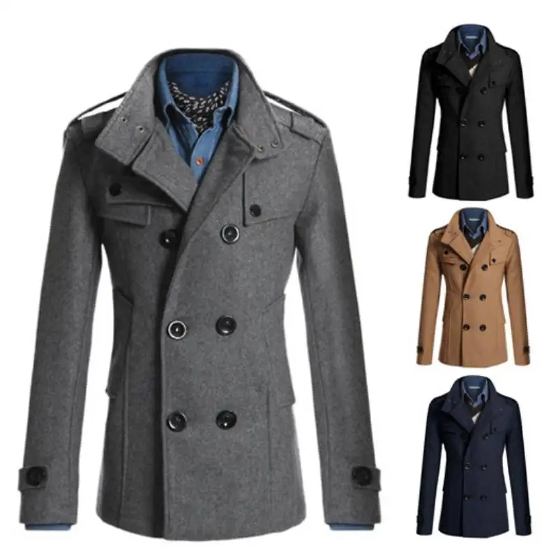 

2022 Brand New Men's Jackets Repair Woolen Men Jackets Overcoat for Male Double Breasted Coat Thickened Man Jacket