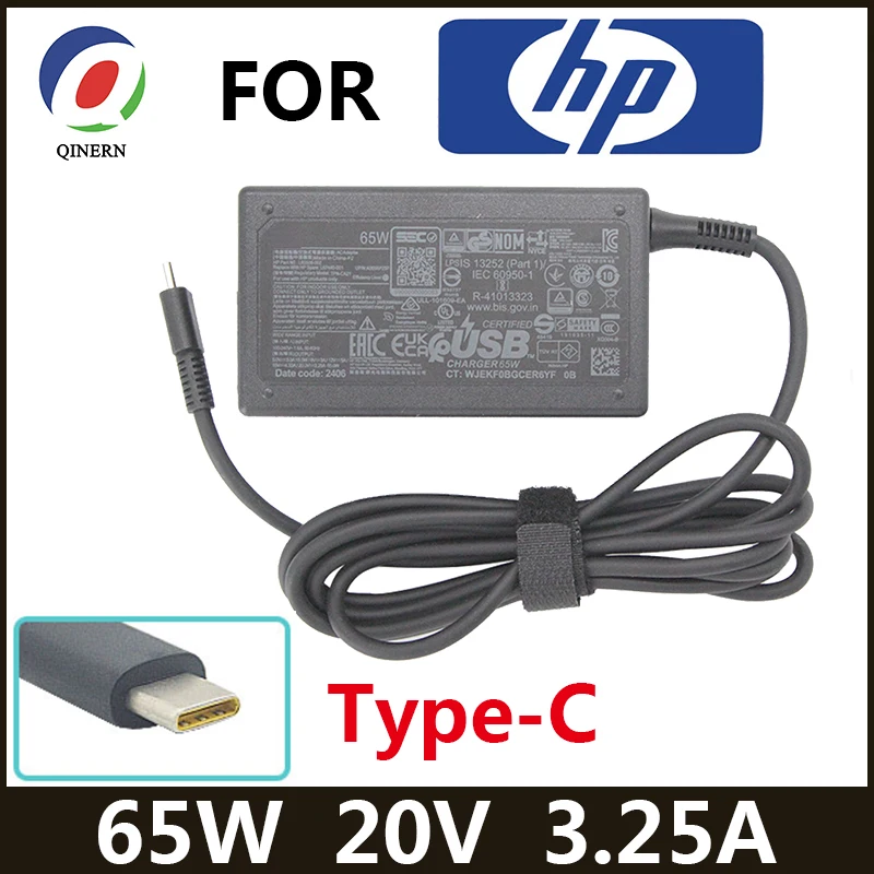 Адаптер для ноутбука USB Type-C 20 В 3 25 А 65 Вт HP Elitebook Spectrex x360 1030 1040 G3 G7 13 15 Pro 14-DB0006AU