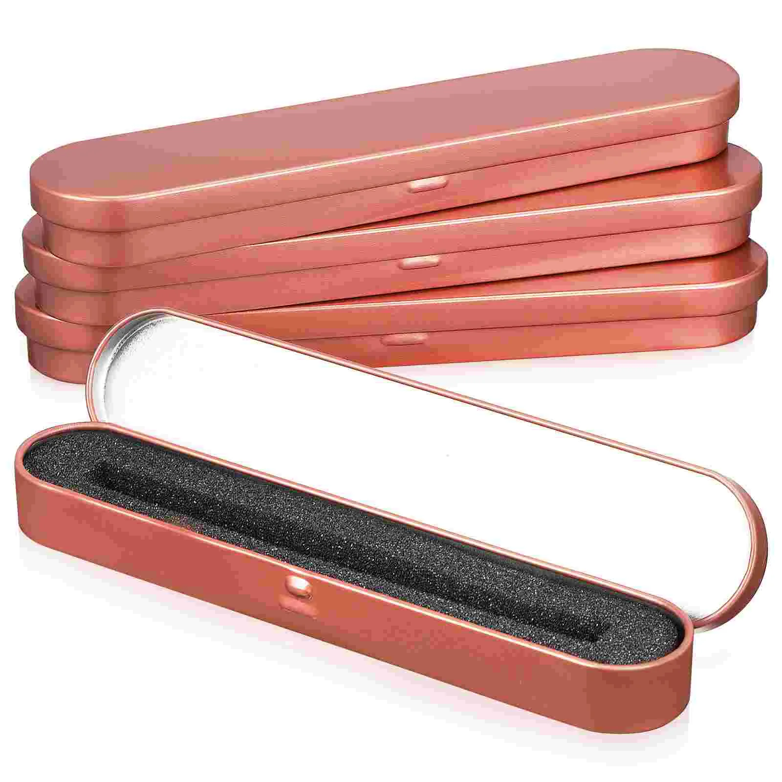 

4 Pcs Pen Case Gold Holder Desk Stylus Hard Stationery Box Metal Ballpoint