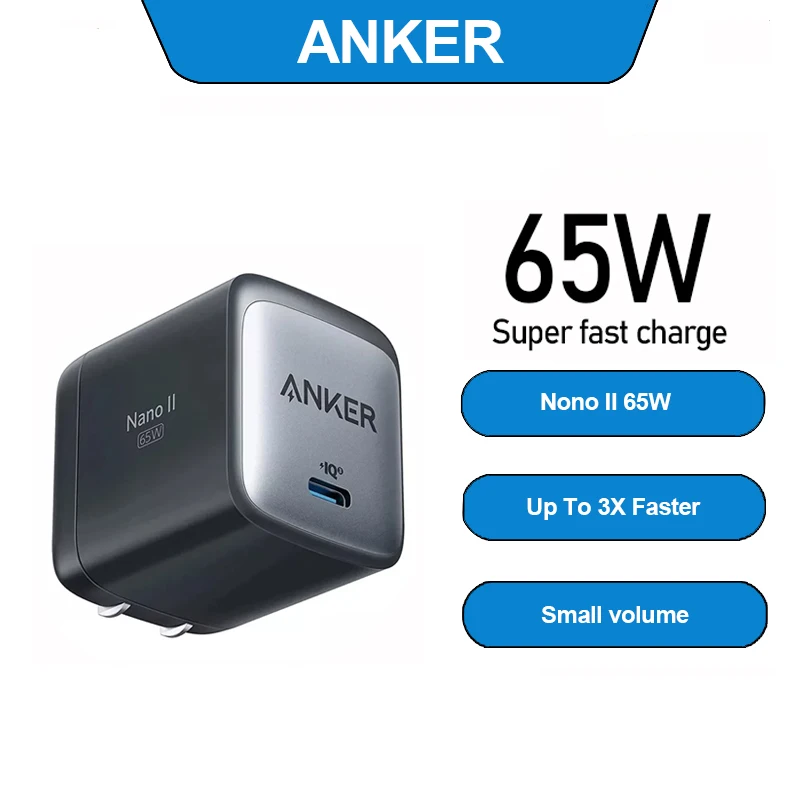 

Anker For iPhone 14 Pro Max Charger GaN2 Nano II 65W USB C Fast Charge 45W/30W For Iphone 12/12 Mini/13 Pro/11, Pixel 4/3, iPad