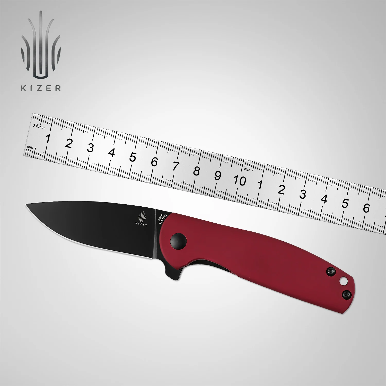 Kizer Mojave Exclusive V2471E1/V2471E2 Gemini Mini Red/Blue Matte Aluminum Pocket Knife Black Coated N690 Blade Flipper Knife
