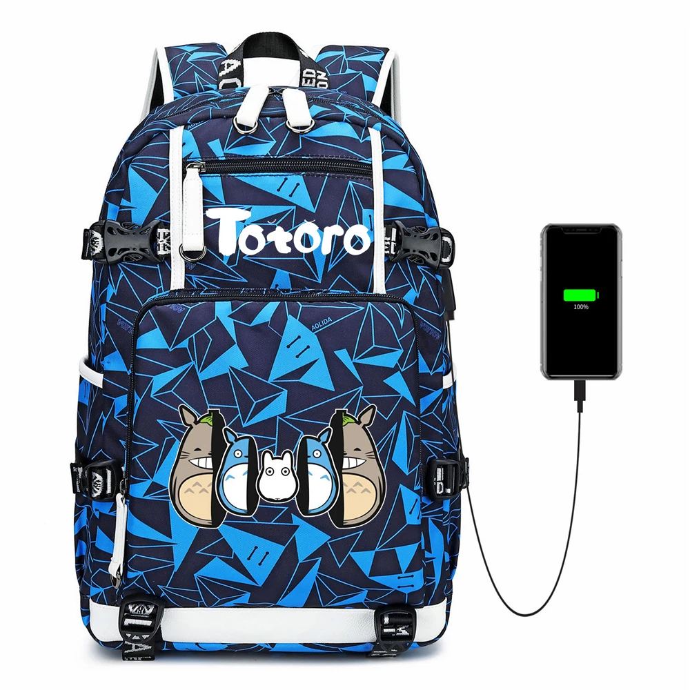

Anime Totoro Oxford Printing Backpack Student Schoolbag Teenager USB Packsack Travel Laptop Bag High Capacity Casual Knapsack
