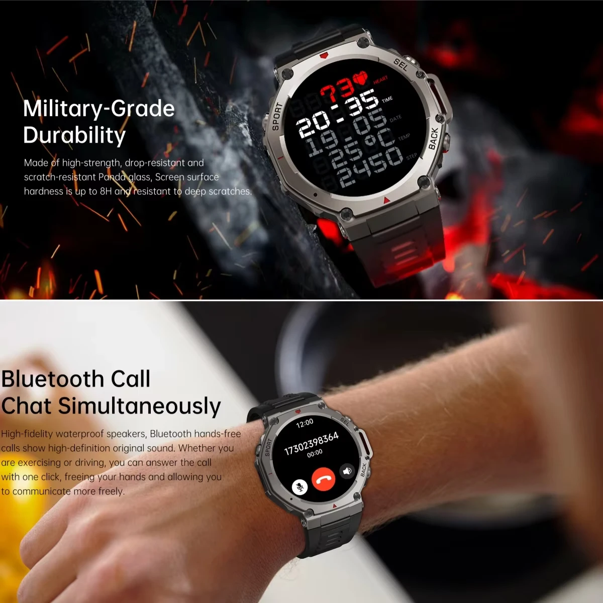 Фото Новинка 2025 года для Xiaomi T-Rex 3, GPS, умные часы, 5 атм, водонепроницаемые, встроенные двухдиапазонные GNSS-компас, военные спортивные умные часы для мужчин и женщин №5