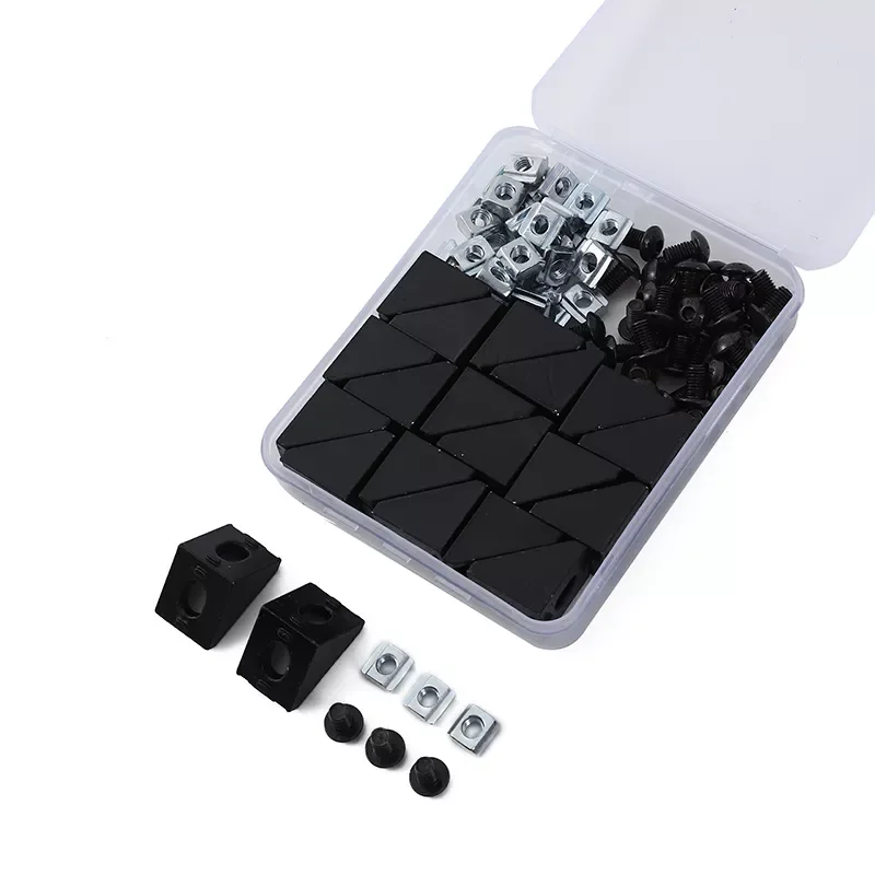 

2023NEW 100pcs/box 1720 Aluminum Profile Connector 20pcs Corner Bracket +40pcs 20 Series M5 T-slot Nuts+40pcs M5x8mm Hex Socket
