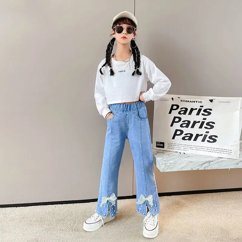 

Джинсы-клеш для девочек, на возраст 2-12 лет