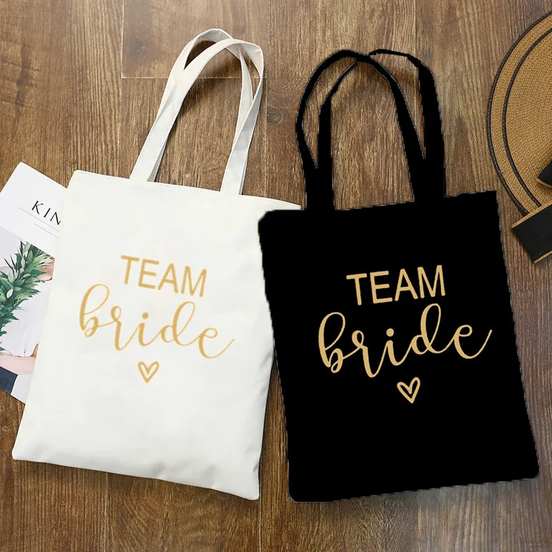 

Bridal Bachelorette Party Shopping Tote Canvas Bag Casual Wedding Female Shoulder BagsTeam Bride Graphic Fashion Women Handbag