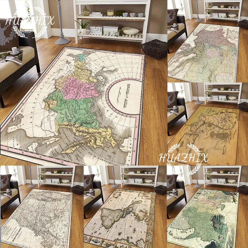 

Vintage World Map Carpets 2023 New Hot Modern Living Room Luxurious Decor Large Area for Bedroom Home Club New Fashion Gift Mat
