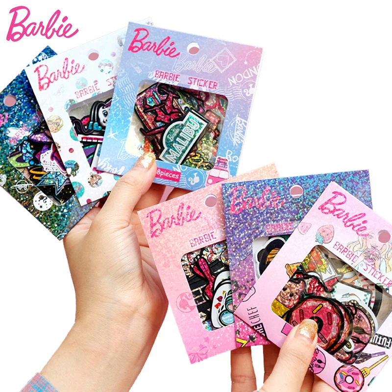 

Hand-painted Original Barbie Stickers Accessories Laser Shiny DIY Album Decoration Girls Toy Sticker Pack Material Cute Princess