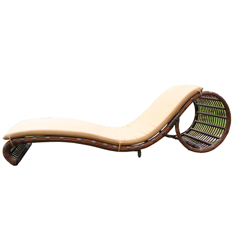 

Outdoor Leisure Lounger Swimming Pool Rattan Deck Bed Open-Air Beach Chair Courtyard Rattan Chair
