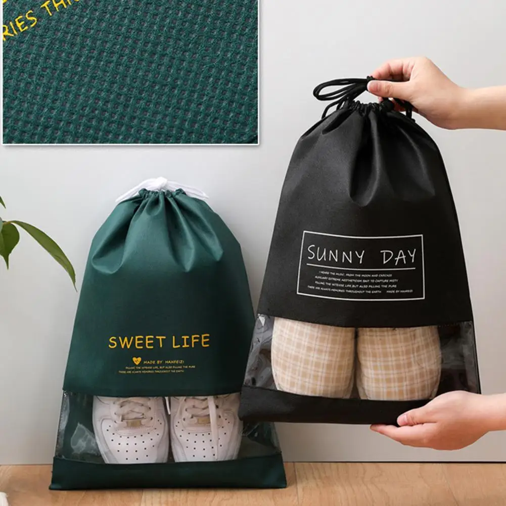 

Excellent Durable Reusable Non Woven Fabric Drawstring Storage Pouch Shoe Packaging Bag Shoe Storage Organizer 10Pcs