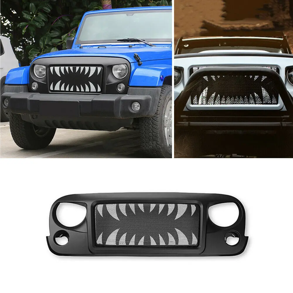 

For 2007-2017 Jeep Wrangler JK Black ABS Front Grill Shark Style Grille Refit