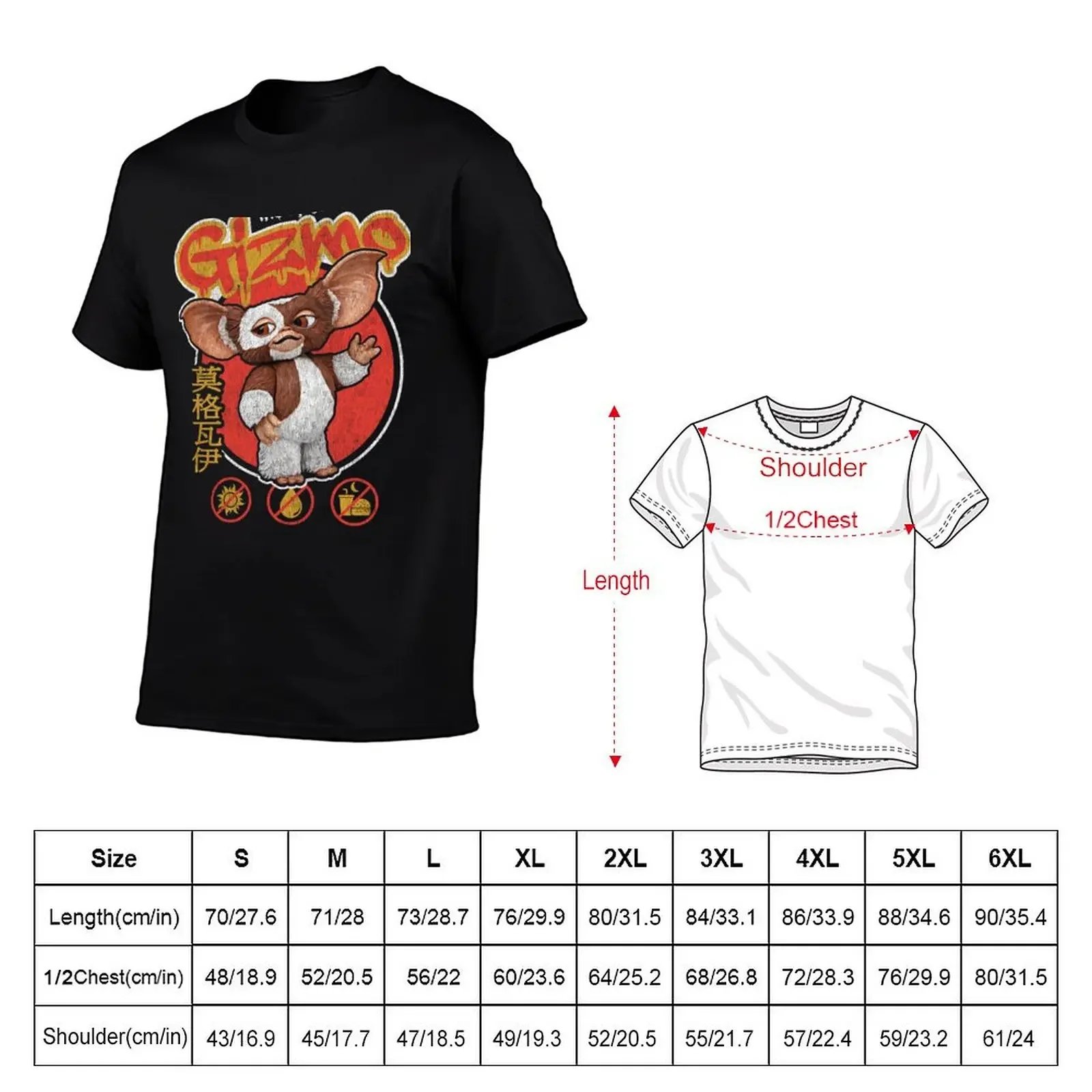 Футболка Gremlins Gizmo Worn Dks аниме кавайная одежда черные футболки с графикой для