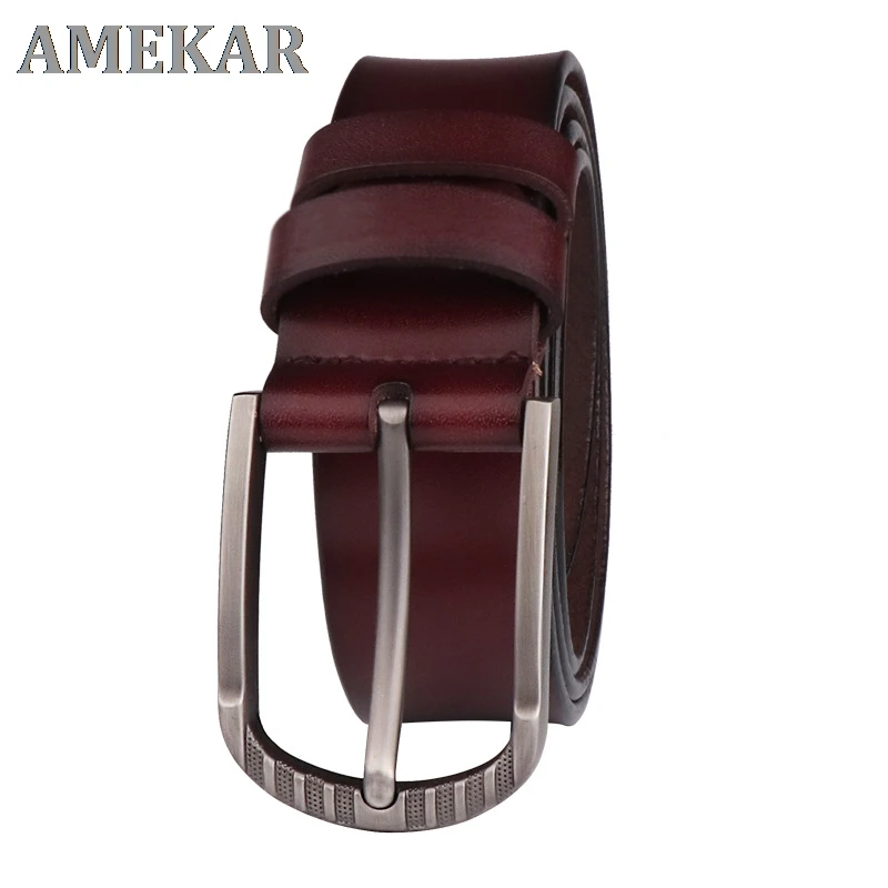 

Ремень мужской из натуральной кожи, Модный дизайнерский деловой пояс с пряжкой с разрезом