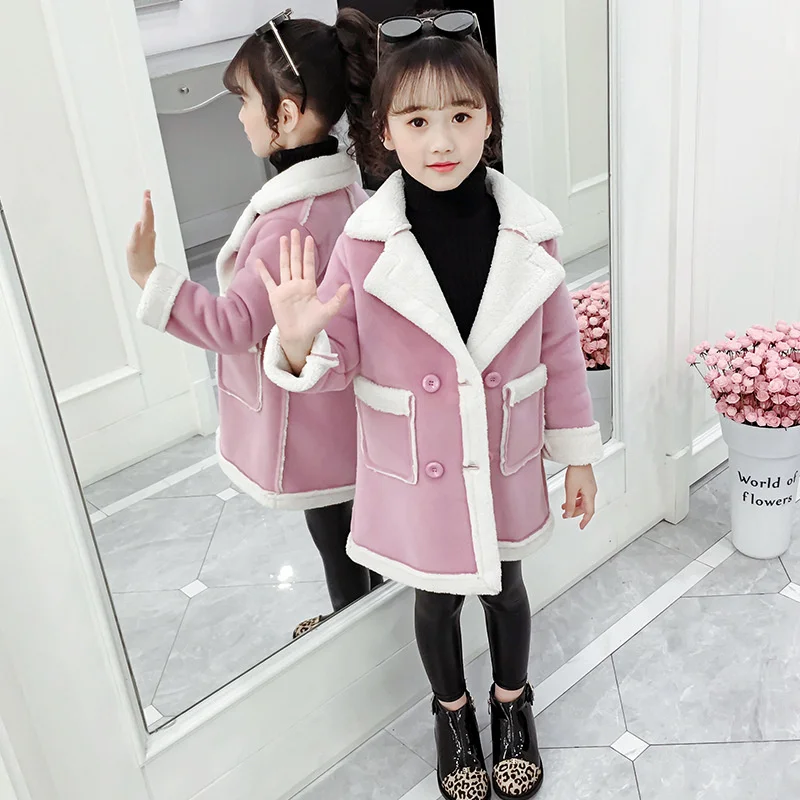 

Girls Coat Jacket Cotton Outwear Overcoat 2022 Thread Warm Thicken Plus Velvet Winter School Tops Children's Clothing