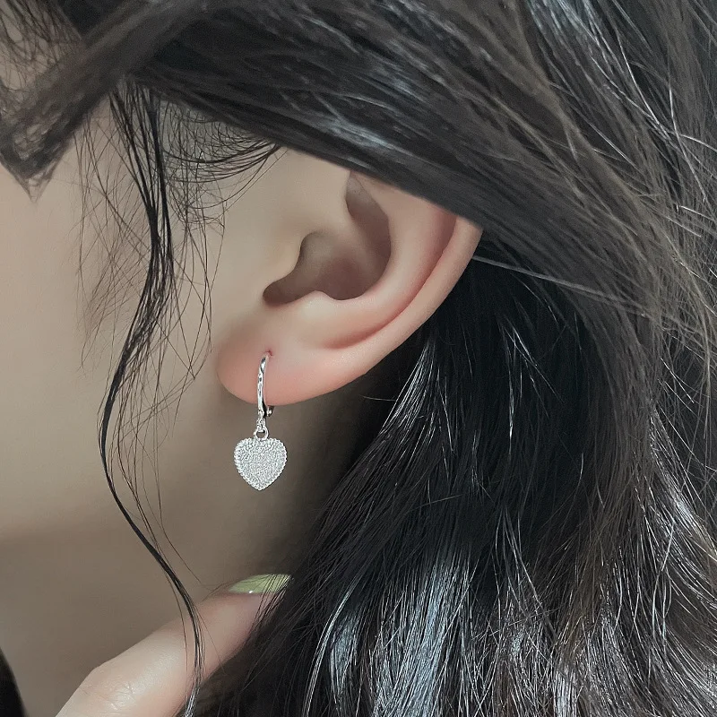 

Sam panda 925 Sterling Silver Love Heart Crystal Drop Hoop Earrings for Women Long Tassel Rhinestone Dangle Earrings Jewelry