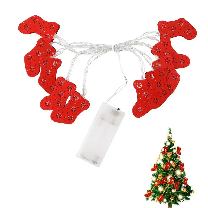 

Рождественская гирлянда-чулок, новинка, красная Рождественская гирлянда 3D, подвесные сказочные огни, мерцающие сказочные огни для
