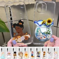 yndfcnb cartoon sunflower girl phone case for redmi note 5 7 8 9 10 a k20 pro max lite for xiaomi 10pro 10t